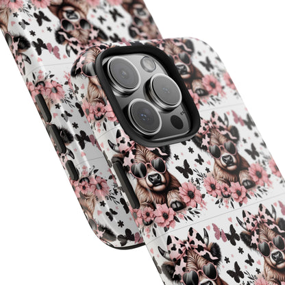 Stylish Floral Phone Case with Cool Bear Design