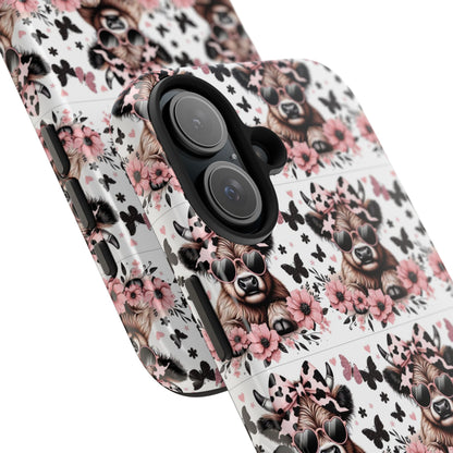 Stylish Floral Phone Case with Cool Bear Design