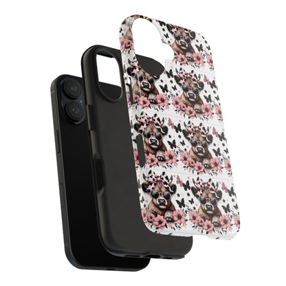 Stylish Floral Phone Case with Cool Bear Design