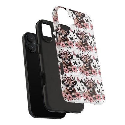 Stylish Floral Phone Case with Cool Bear Design