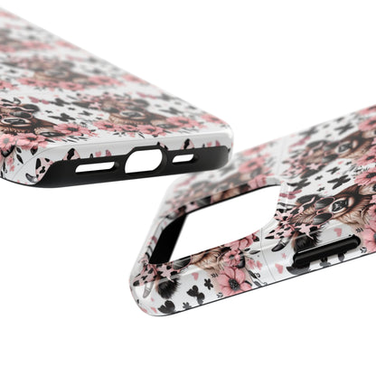 Stylish Floral Phone Case with Cool Bear Design