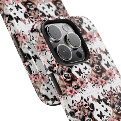 Stylish Floral Phone Case with Cool Bear Design