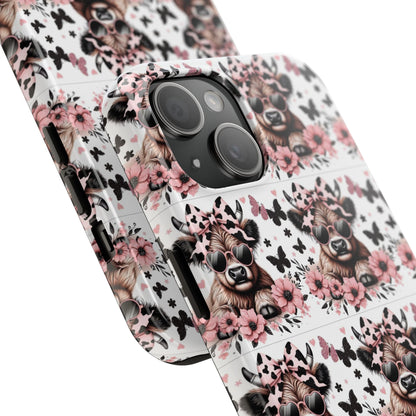 Stylish Floral Phone Case with Cool Bear Design