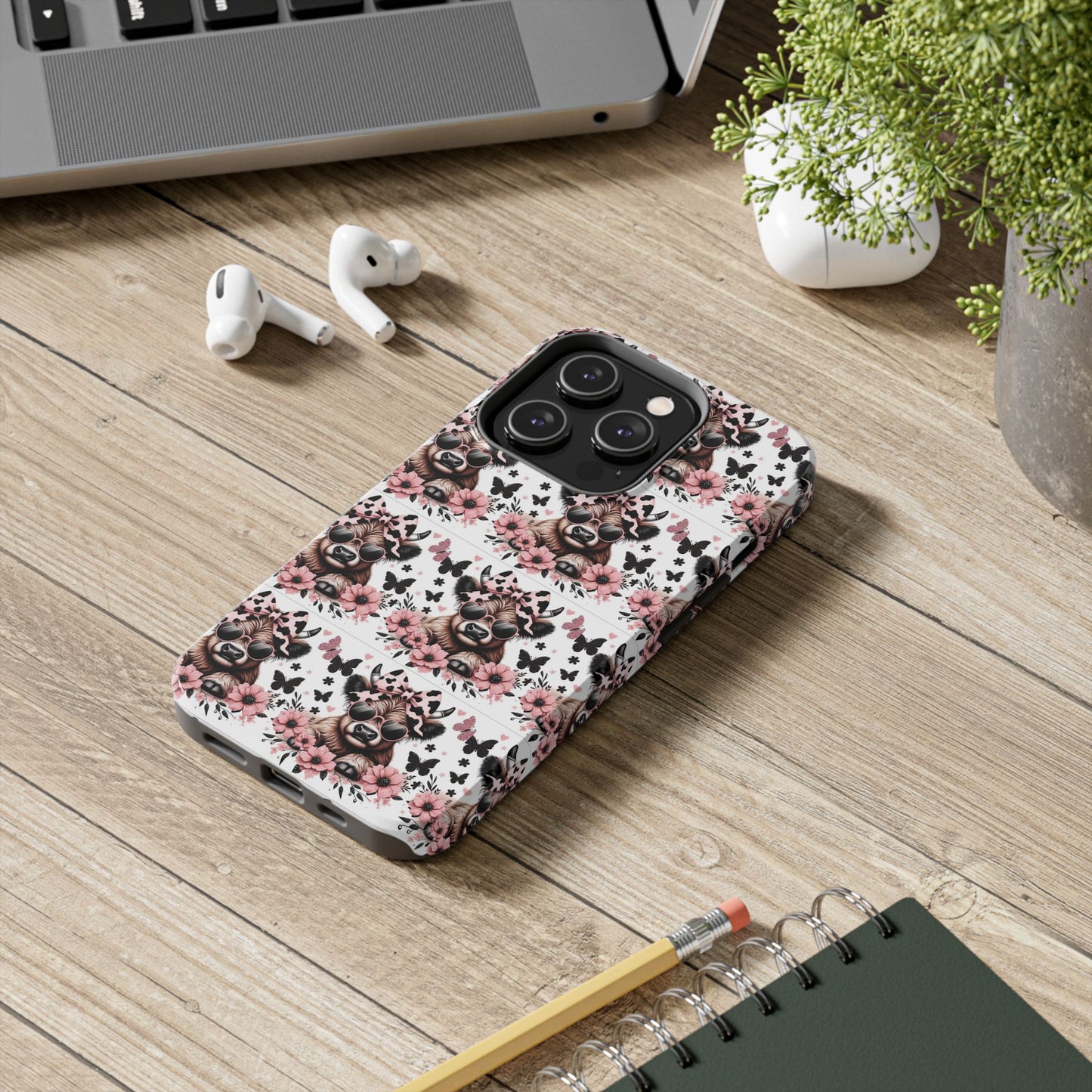 Stylish Floral Phone Case with Cool Bear Design