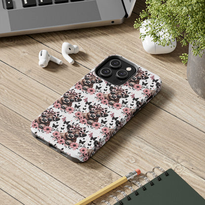 Stylish Floral Phone Case with Cool Bear Design