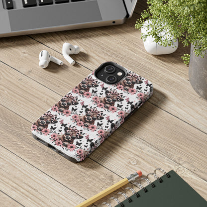 Stylish Floral Phone Case with Cool Bear Design