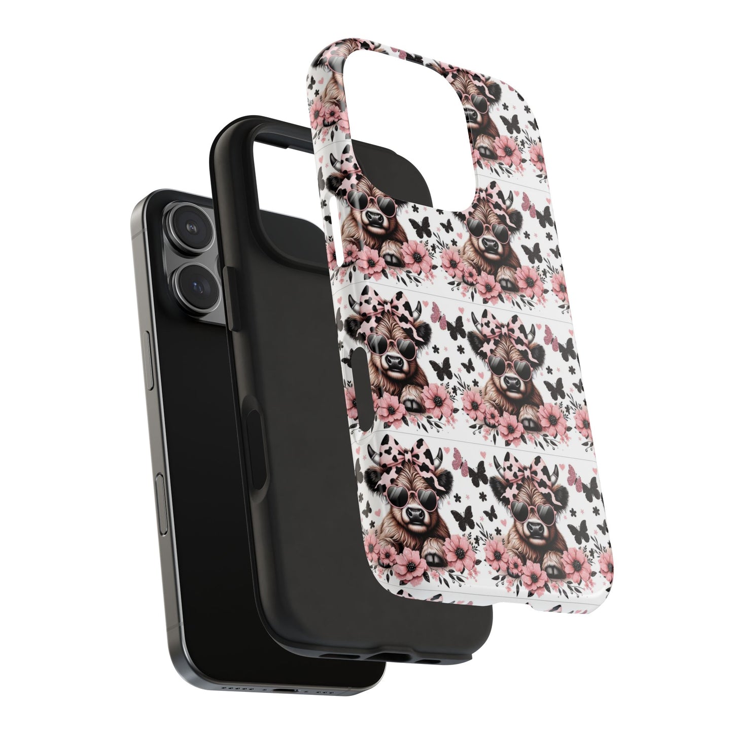 Stylish Floral Phone Case with Cool Bear Design