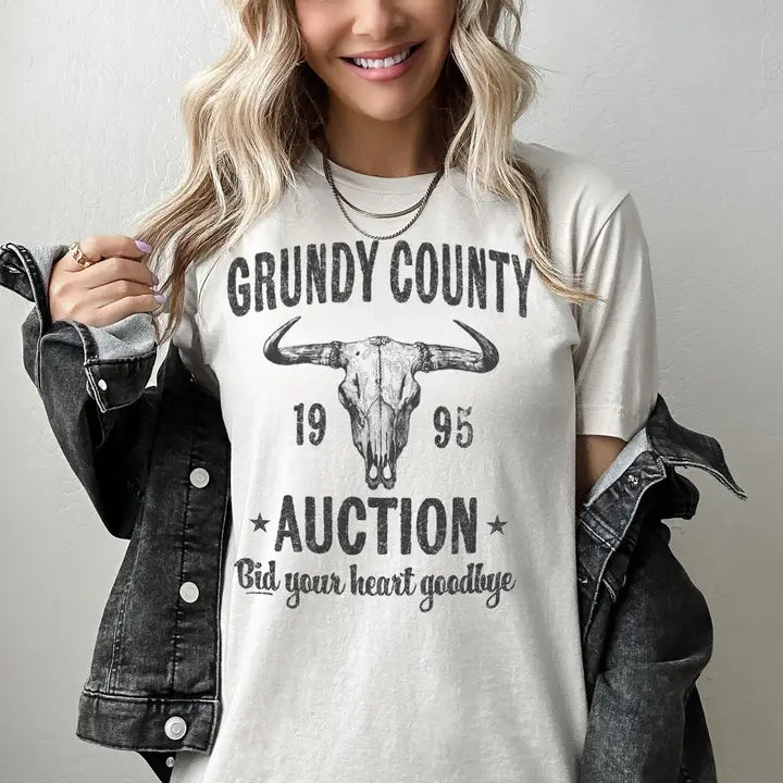 Grundy County Auction 90's Country Music Graphic Tee Shirt