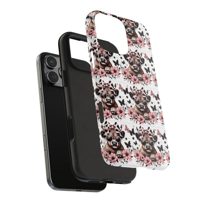 Stylish Floral Phone Case with Cool Bear Design