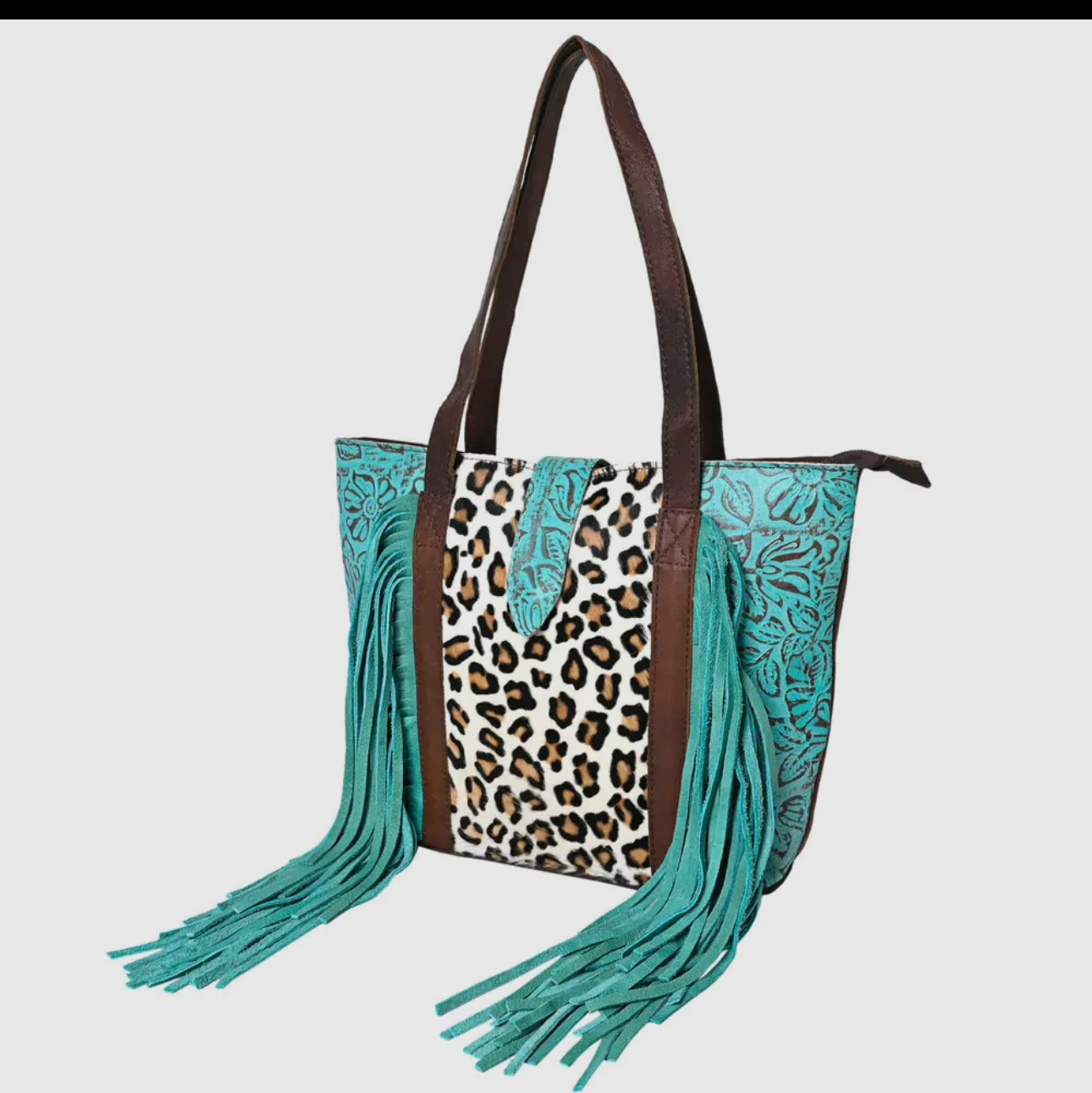 Teal and Cheetah Handbag